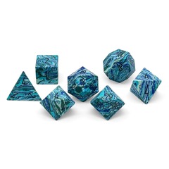 GREEN-VEINED TURQUOISE - 7 PIECE RPG SET TRUSTONE DICE